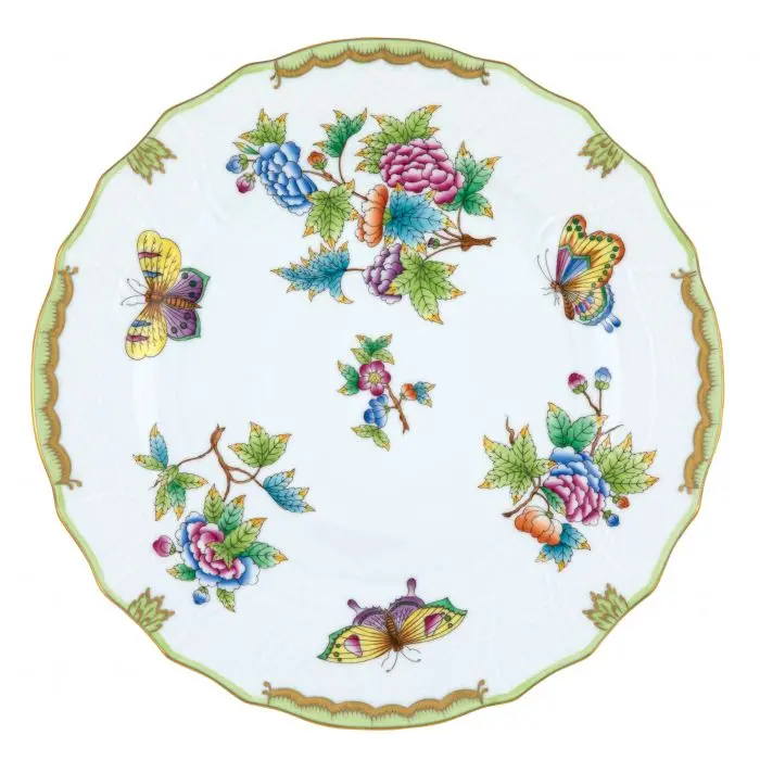 Green and Multicolor Queen Victoria Dinner Plate