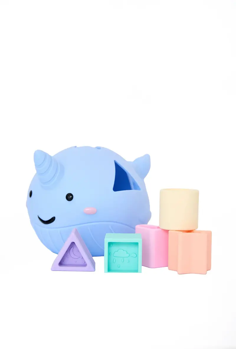Jellystone Pastel Narwhal Shape Sorter for Fine Motor Skills