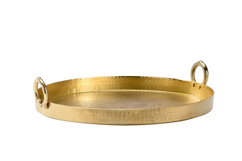 Large Hammered Metal Serving Tray