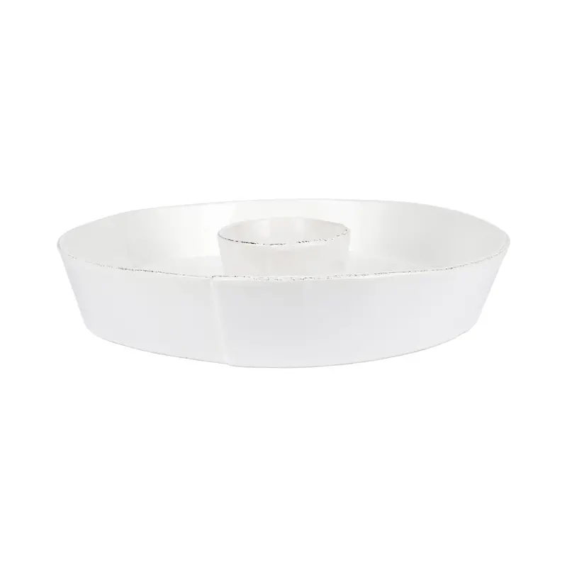 Lastra White Melamine Chip-and-Dip Tray