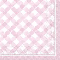 Light Rose Gingham Cocktail Napkins
