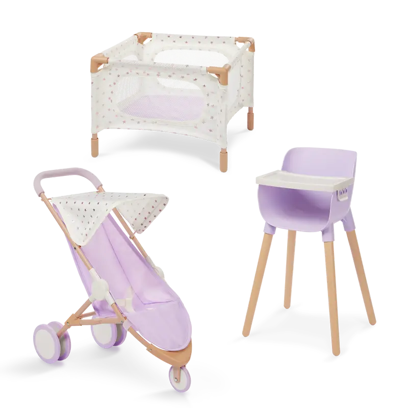 LullaBaby Doll Nursery Playset with Crib, Bottles, and Soothing Details
