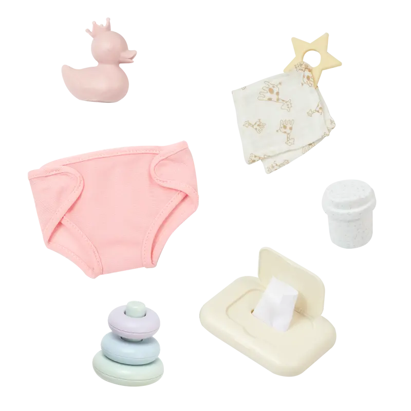 LullaBaby Doll Play & Care Starter Kit with Essential Accessories