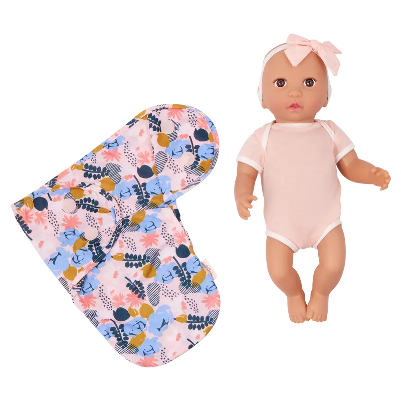 LullaBaby Floral Swaddle Baby Doll Gift Set