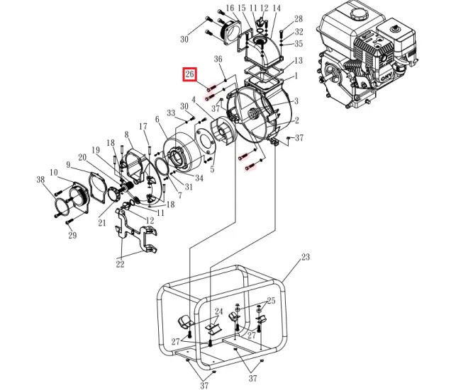 M8 Mounting Screw for TW3H 3-Inch Honda Trash Pump