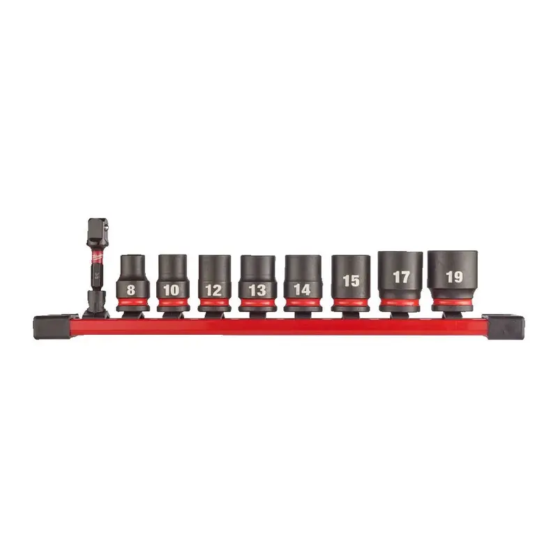 Milwaukee 9-Piece 3/8″ Drive ShockWave Impact Socket Rail Kit – Metric Sizes 8–19mm (4932480454)