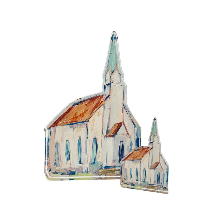 Miniature Red-Roofed Church Building Block