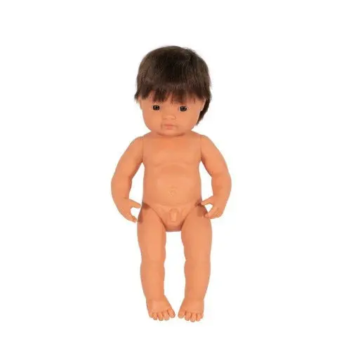 Miniland 38cm Brunette Caucasian Boy Doll – Thoughtfully Designed Inclusive Figure in Carry Bag