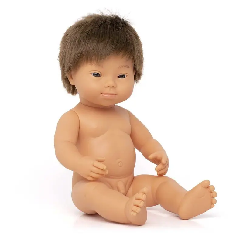 Miniland 38cm Caucasian Boy Doll with Down Syndrome – Supportive Sensory & Social Toy in Carry Bag