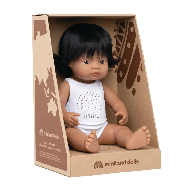 Miniland 38cm Culturally Diverse Doll: Hispanic Girl with Box
