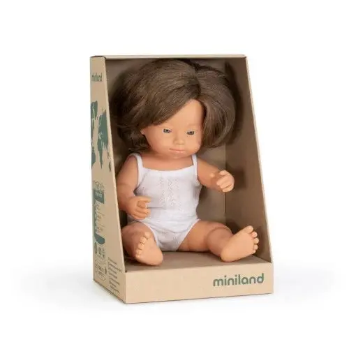 Miniland 38cm Inclusive Doll: Down Syndrome Girl with Packaging