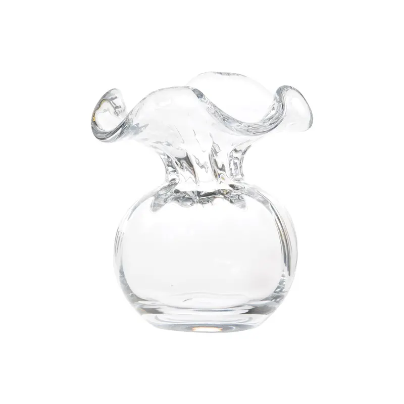 Minimalist Clear Glass Bud Vase Featuring Hibiscus Motif