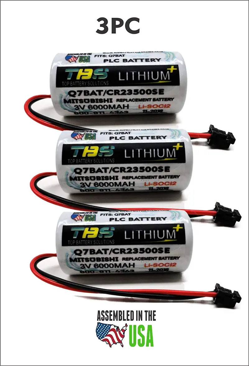 Mitsubishi Q7BAT / CR23500SE PLC Battery – 3V 5000mAh Lithium Replacement (3-Pack)