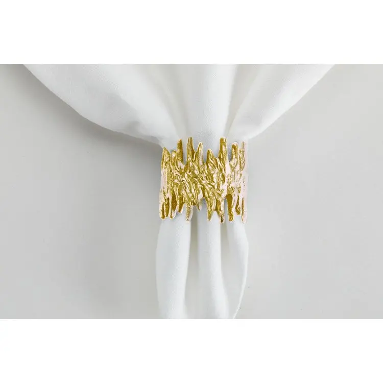 Organic-Inspired Gold-Cast Napkin Rings – Set of Four