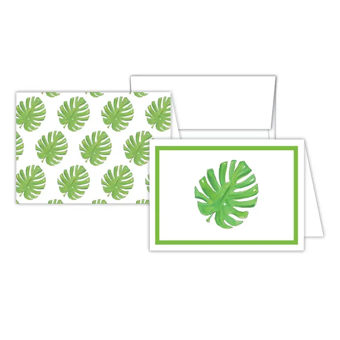 Palm Leaf Motif Hand-Painted Greeting Notes