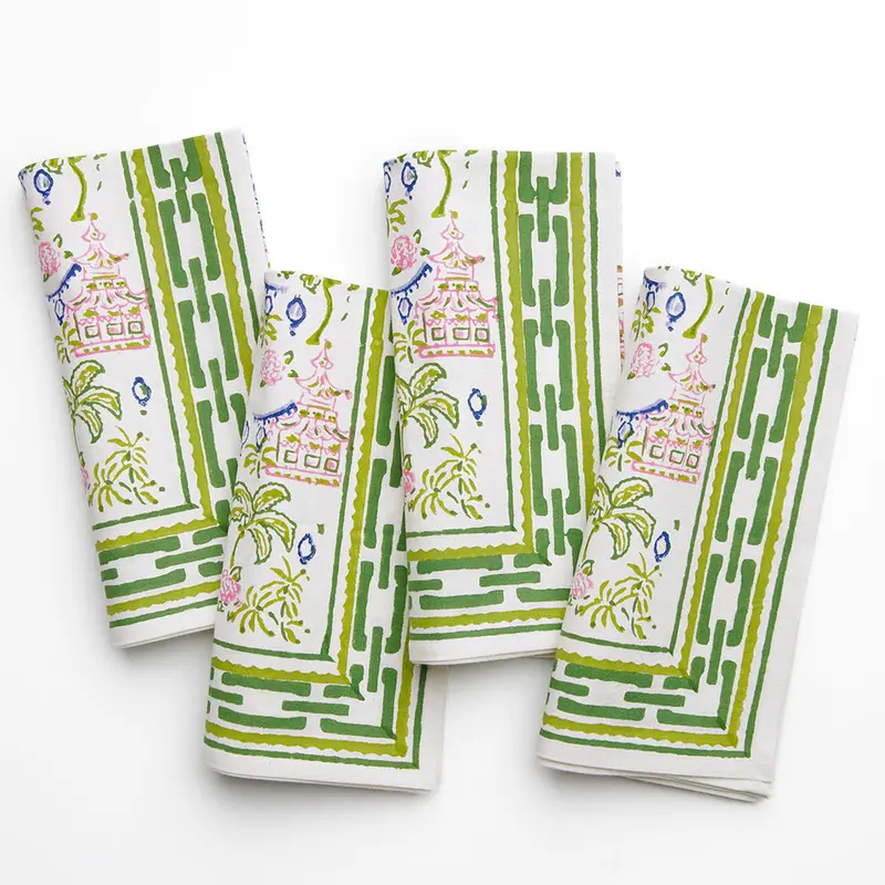 Palms and Pagodas Cocktail Napkins – Set of 4