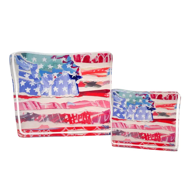 Patriotic Stars-and-Stripes Acrylic Desk Block