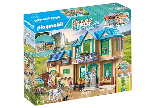 Playmobil Horses of Waterfall Ranch – Stable, Animals & Caregiver Play Experience (71351)
