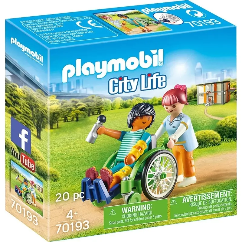 Playmobil Hospital Patient in Wheelchair – City Life Medical Playset (70193)