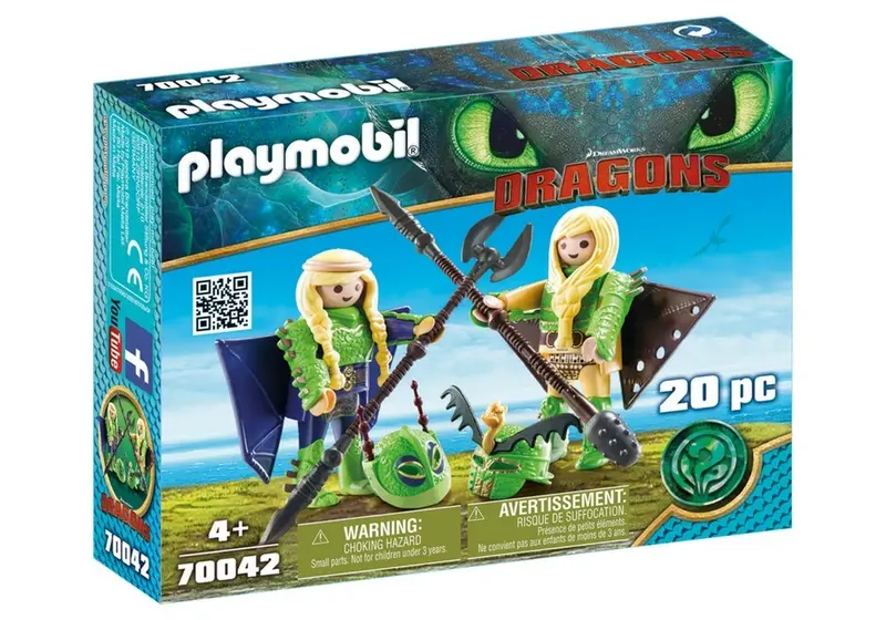 Playmobil How to Train Your Dragon Ruffnut and Tuffnut Figures – Viking Duo (70042)