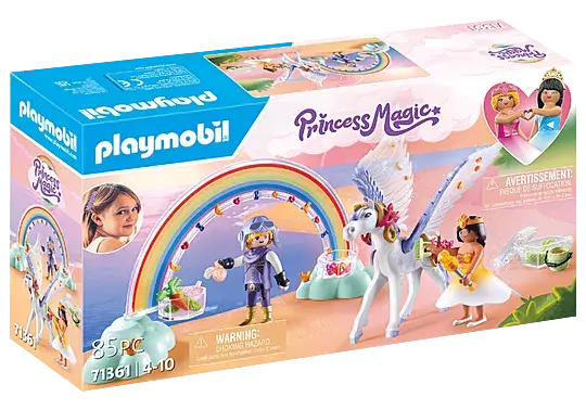 Playmobil Princess Magic Pegasus Figure with Rainbow Cloud Base – Enchanted Flying Companion (71361)