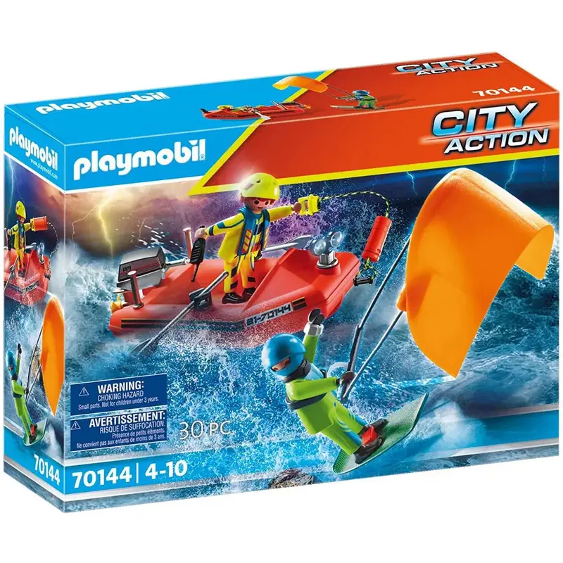 Playmobil Sea Rescue Kite Surfer & Speedboat Set – Water Safety Adventure (70144)