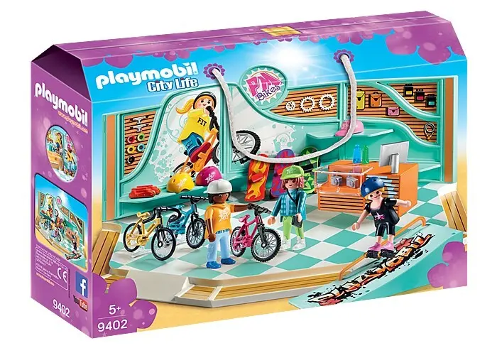 Playmobil Shopping & Skate Shop – Dual-Theme Bike Store Playset 9402