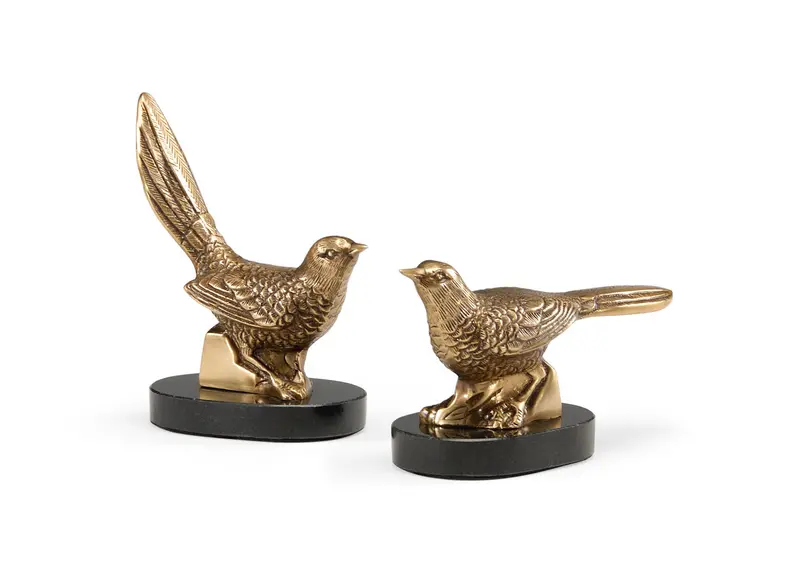 Plinthed Birds Sculpture Set – Pair of Ceramic Avian Figurines