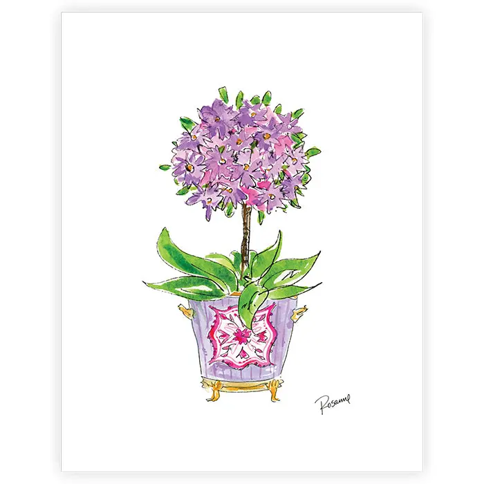 Purple Hydrangea Art Print – Hand-Painted in Cashew Pot Style