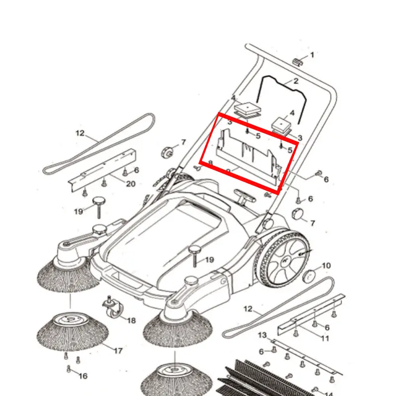 Rubber Middle Flap (P042) for TOS38 38-Inch Commercial Push Sweeper