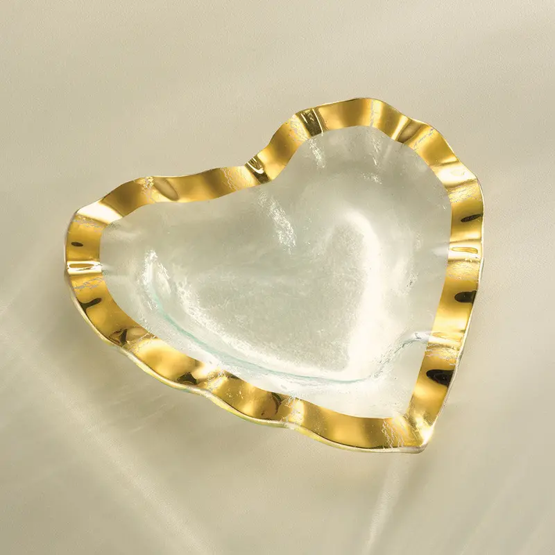 Ruffled Heart-Shaped Ceramic Bowl