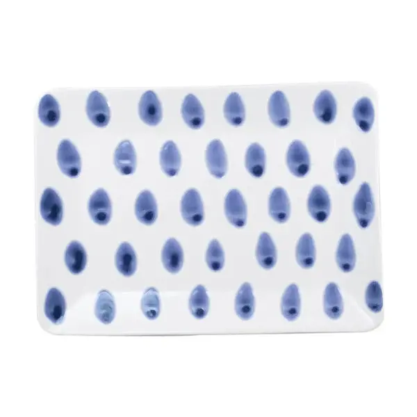Santorini-Inspired Dot Pattern Rectangular Serving Platter