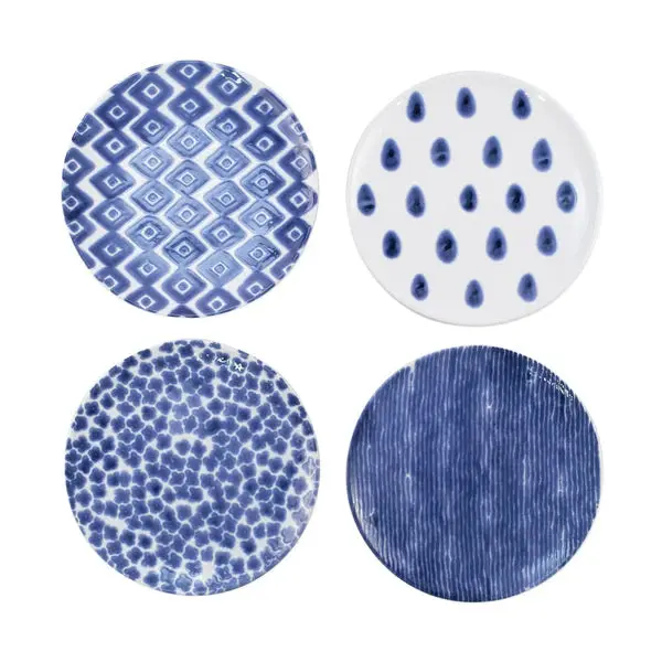 Santorini Mixed-Design Salad Plates (Set of 4)
