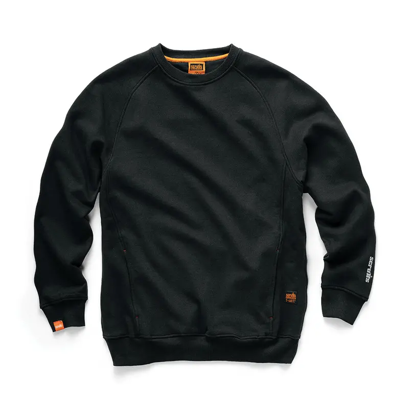 Scruffs Eco Worker Sweatshirt – Black Sustainable Cotton Hoodless Sweatshirt