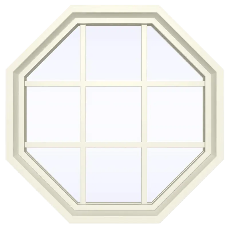 Series Fixed Octagon Vinyl Window with Decorative Grids
