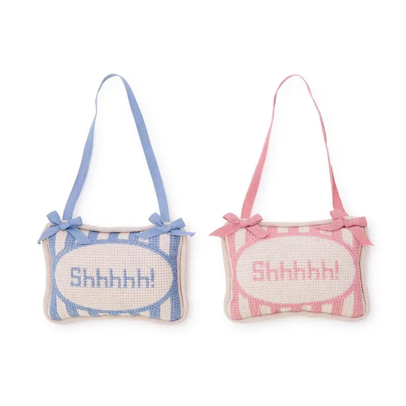 ‘Shhhhh!’ Embroidered Door Hanger Pillow