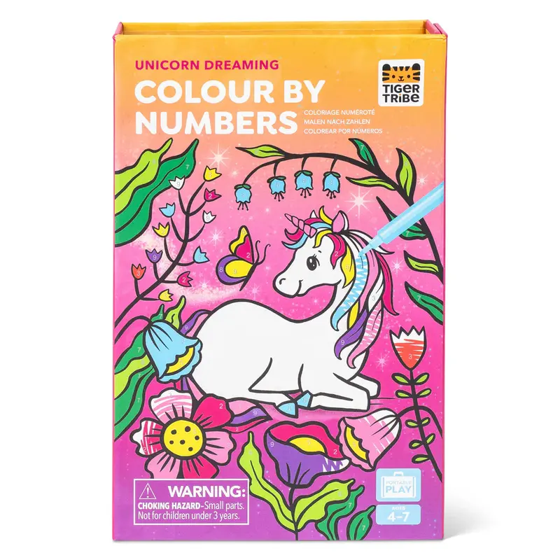 Tiger Tribe Unicorn Dreaming Colour by Number Kit – Relaxing Art & Focus Activity