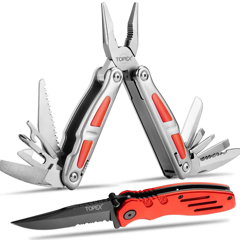 TOPEX 16-in-1 Multi-Tool Folding Knife – Stainless Steel Pocket Tool with Integrated Functions