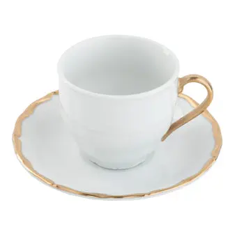 Ultra-White Birmingham Gold Teacup and Saucer Set