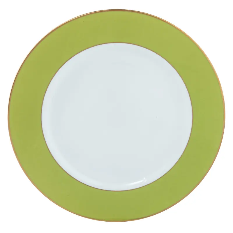 Ultra-White ColorSheen Apple Green Gold-Bordered Charger