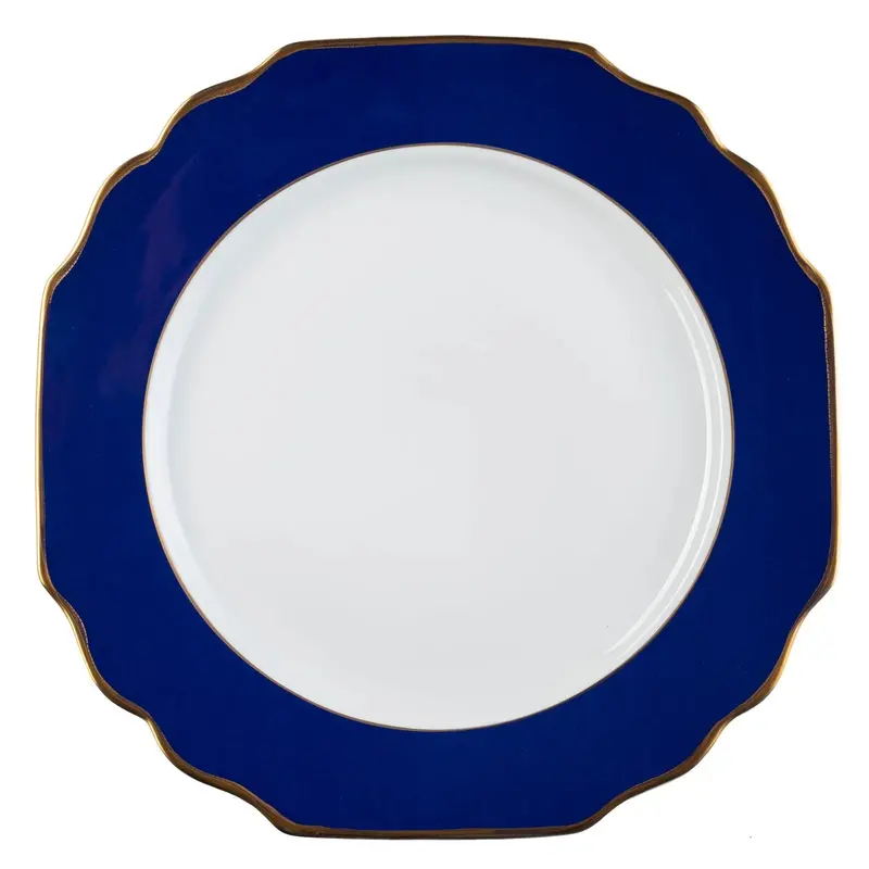 Ultra-White Georgian ColorSheen Navy-Blue Gold-Bordered Charger
