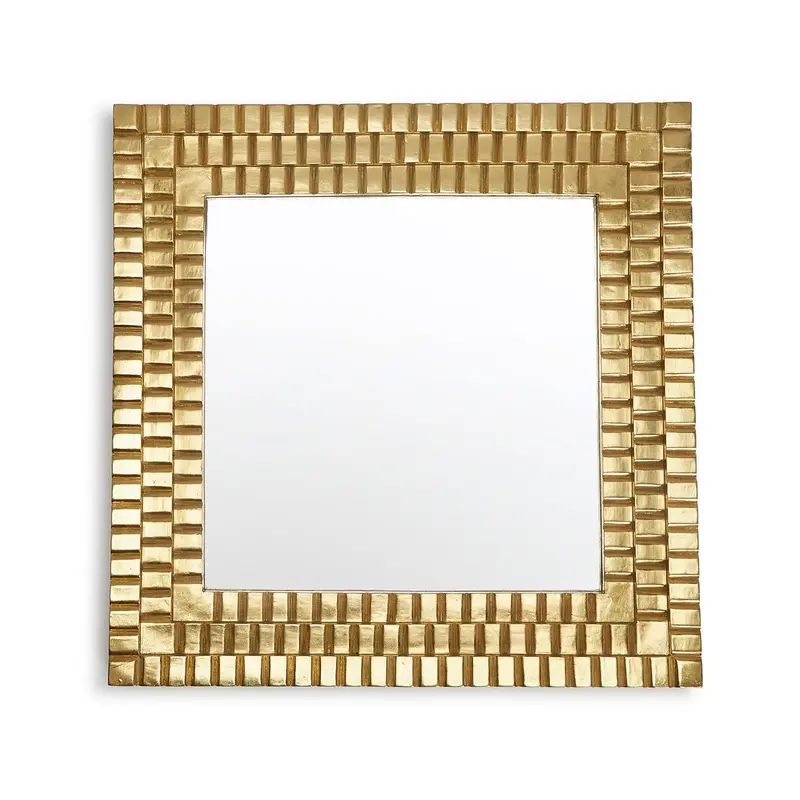Vichy-Inspired Wall Mirror with Gold-Finished Frame