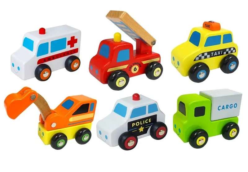 VIGA Assortment of Six Mini Wooden Vehicles