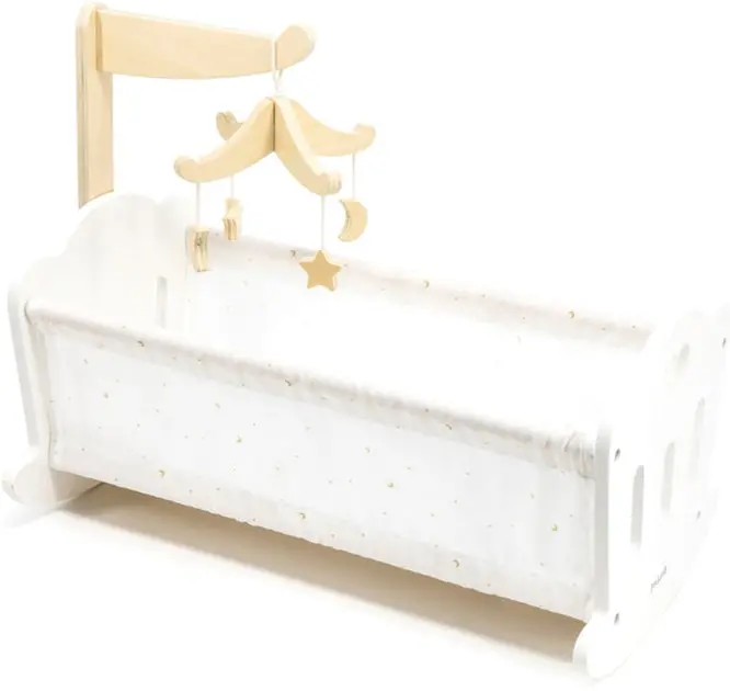 VIGA Natural Wooden Doll Cradle with Rocking Base