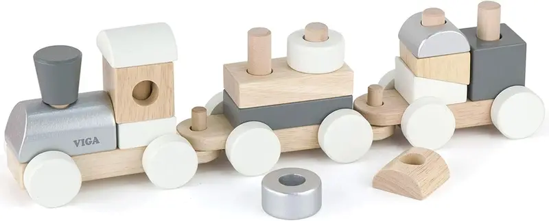 VIGA Scandinavian-Inspired Wooden Stacking Train
