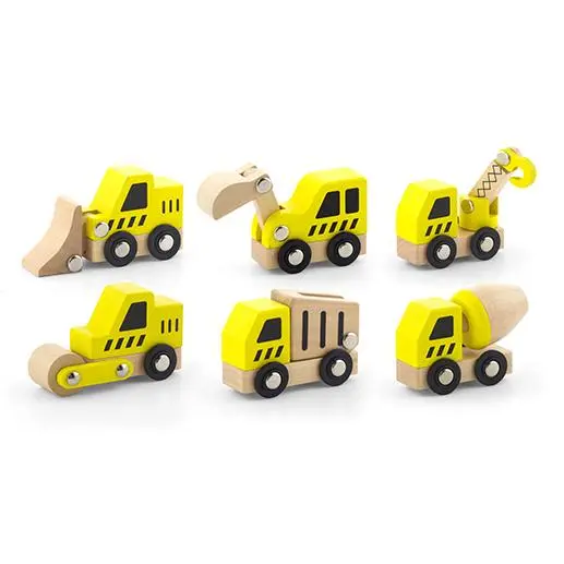 VIGA Set of Six Mini Wooden Construction Vehicles