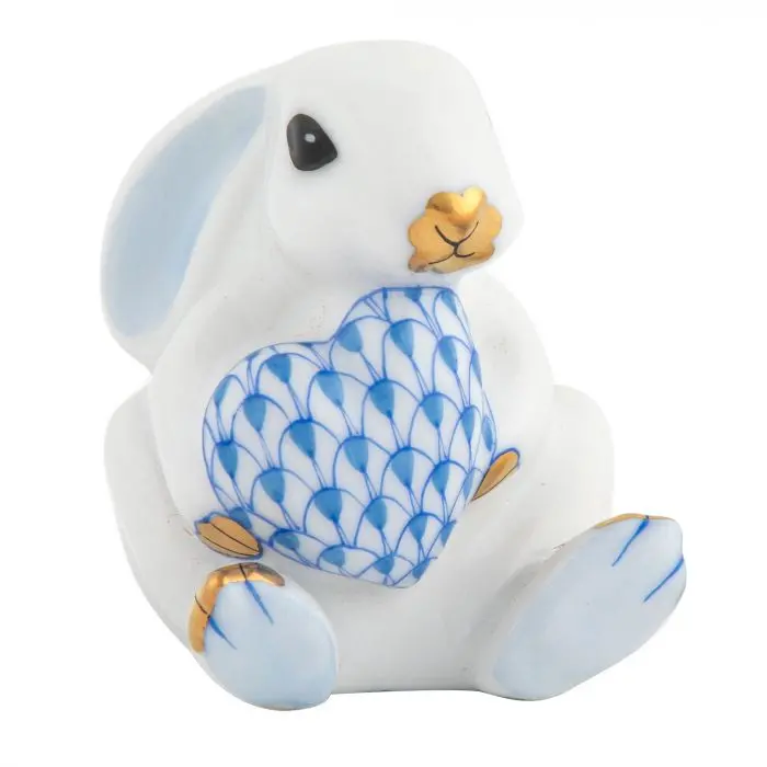 White-and-Blue Bunny with Heart Ornament