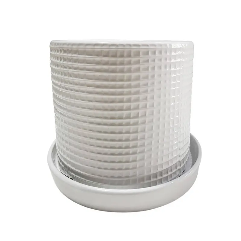 White Woven Planter with Drainage Saucer – 6-Inch Diameter