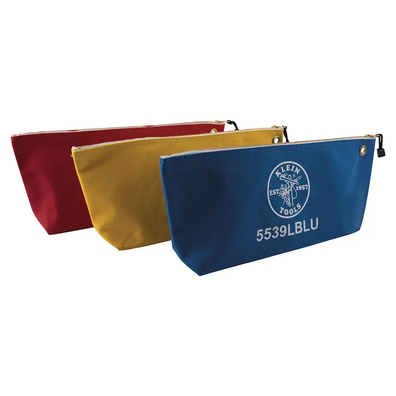 Zippered Canvas Tool Bags, Large Size – 3-Pack Assorted Colors – Klein Tools 5539LCPAK